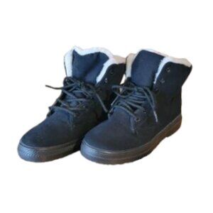 Black SQL Ankle Boots with Soft, Fuzzy Lining in Size 7 (Euro 38)